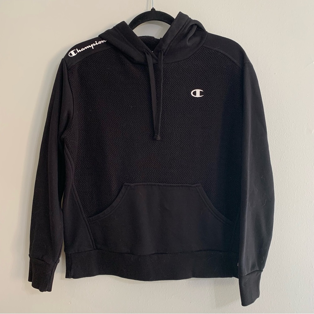 champion black reverse weave hoodie